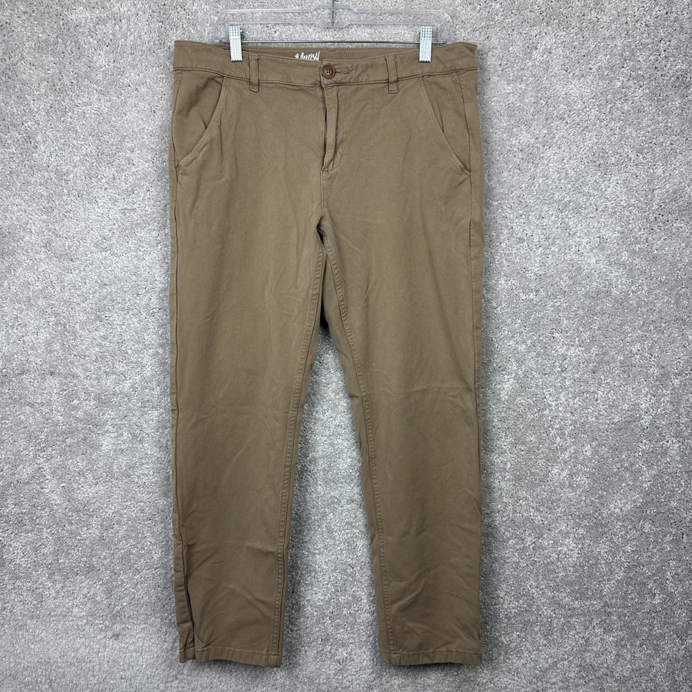 Mugsy Belmonts Pants Men 34 x 30 Beige Tapered‎ K4PNBG Stretch Cotton Rayon